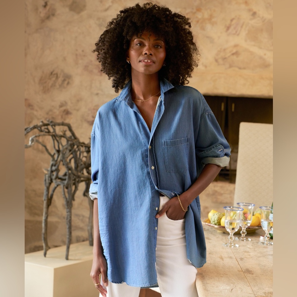 Frank & Eileen Shirley Oversized Button Down in Indigo Wash Denim